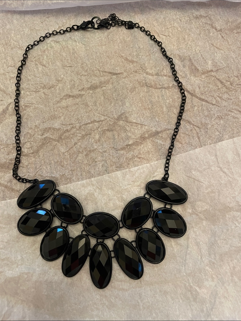 Black Statement Oval Bib Necklace - Vera Wang